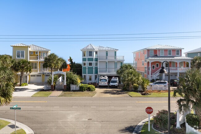 You can find beautiful, colorful homes along Fort Fisher Blvd, in Kure Beach.