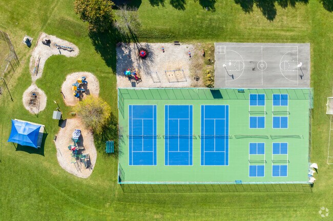 Onondaga Hill Park features a course for kids to ride bikes, pickelball and tennis courts.