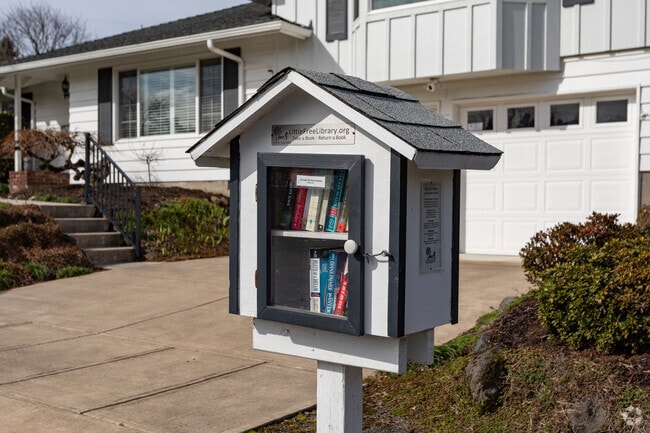 Little Library adorns the front of a Split Level residence in Northwest Gresham.