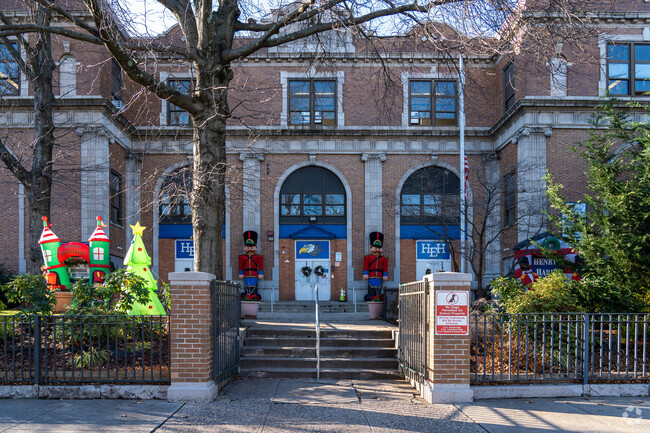 The decorations bring some life and cheer to the entrance of Henry E. Harris No.1 Elementary.