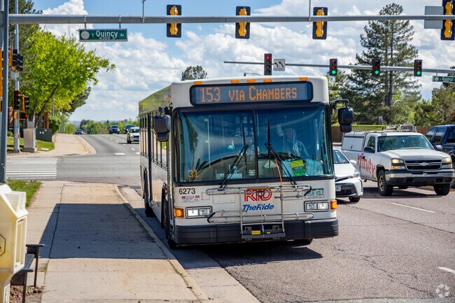 Commuters can take the RTD bus system from the stops along Parker Road.