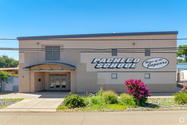 Beautiful colors pop off the landscaping at Pacheco Elementary School.