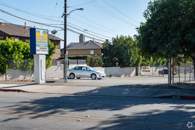 Mountain Park School parking lot view from across the street.