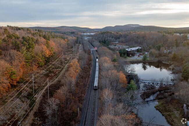 The commuter rail approaches the Wachusett station in West Fitchburg.