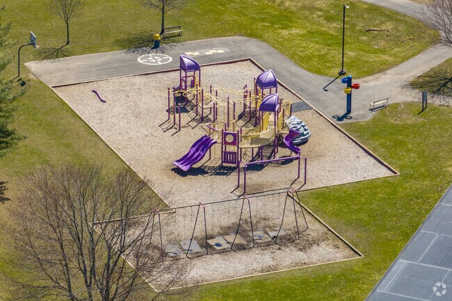 The colors of the playground at Holland Patent Elementary School near Stittville match the high school team.