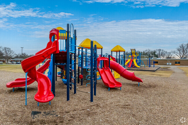 The playground at Kennedy Elementary School is very popular with the kids.