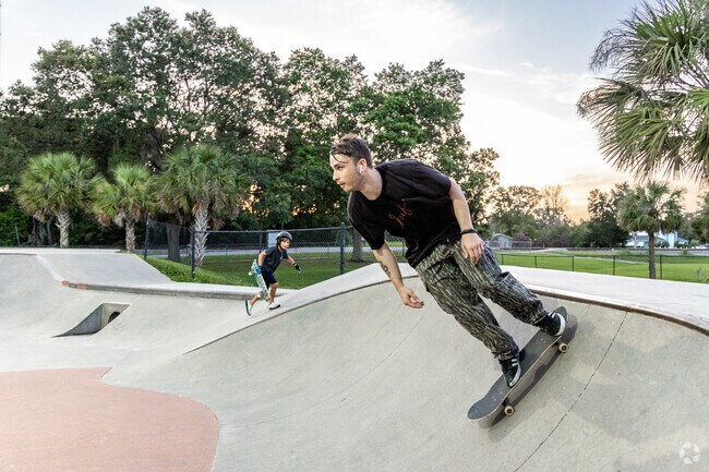 Riders meet at Zephyrhills Skatepark near Zephyrhills North for practice and friendly sessions.