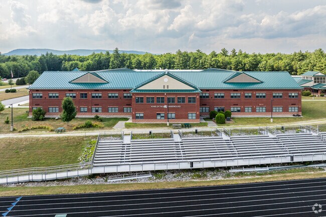 The stadium seating at Prospect Mountain High School in Alton, NH.