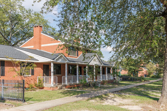 Rows of brick townhomes are an affordable living option in the Albany Historic District.