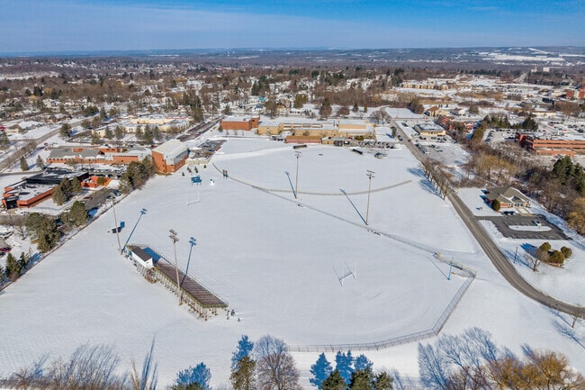 Notre Dame High School has a large field and track out back.