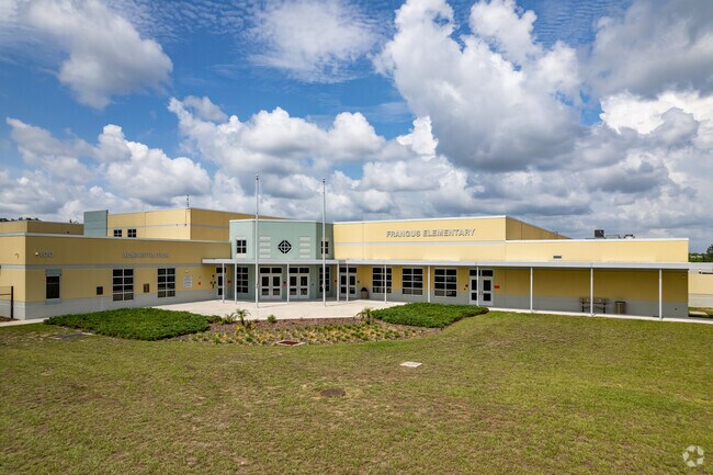 Main entrance to William Frangus Elementary School in Orange County.