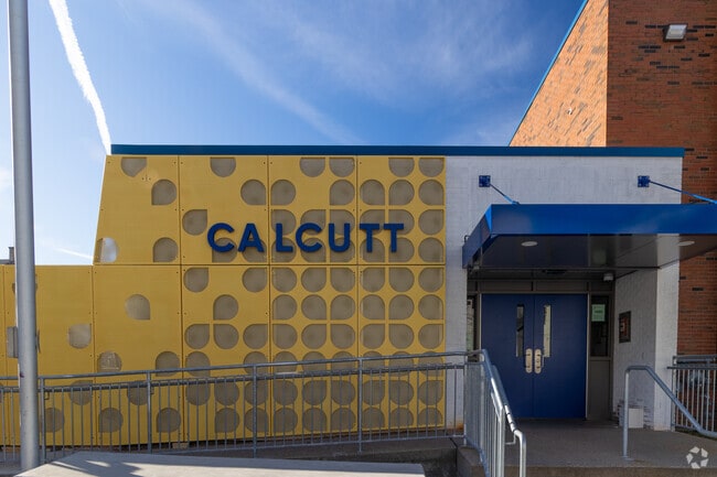 Main entrance at Calcutt Middle School in Central Falls, RI.