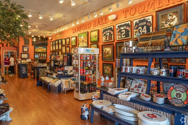 You can shop Auburn University regalia and souvenirs at Auburn Art Gift Shop.