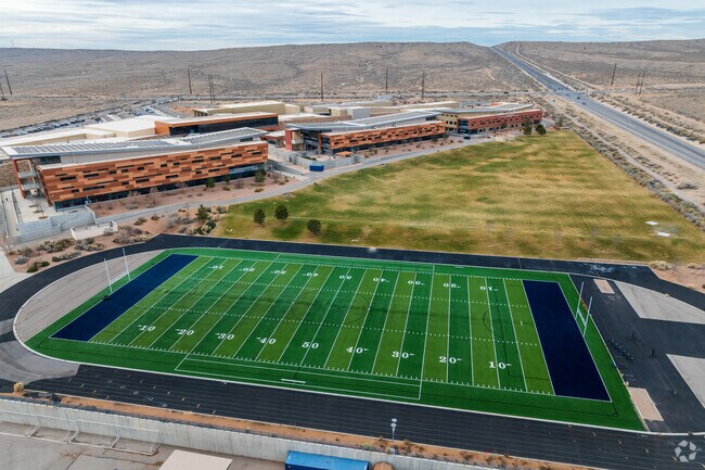 The football foeld at Atrisco Heritage Academy High School in SW Albuquerque.