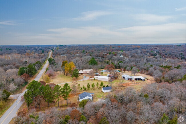 Aerial view capturing the beauty of the house in Little Axe.