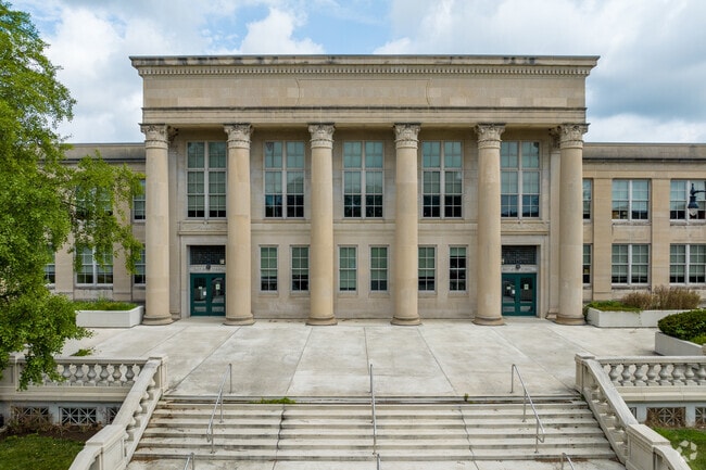 The old architecture of East High School in Olde Towne East is loved by the community.