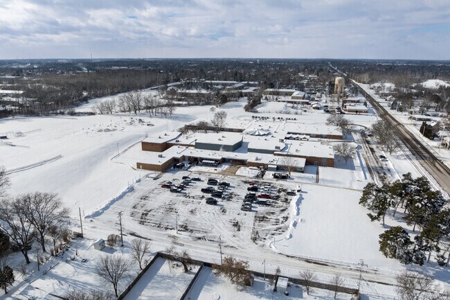 The East Intermediate School parking lot and entryway.