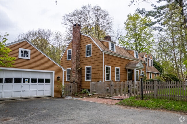 Many homes in Acton feature detached garages.
