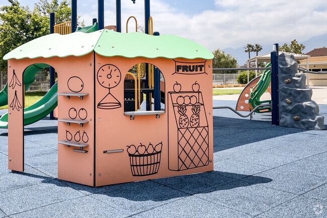 Play in the village-themed playground Cecilia Lucero Solorio Elementary School in Bellgrove.