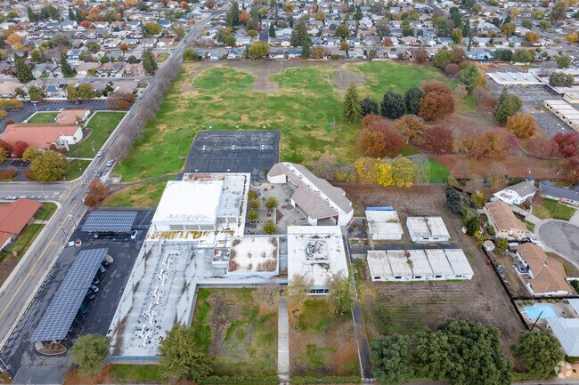 Maine Prairie High School offers a sprawling campus when viewed from above.