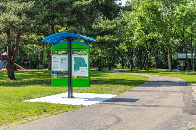 Oak Grove Park features walking paths that connect to the Rush Creek Trail.