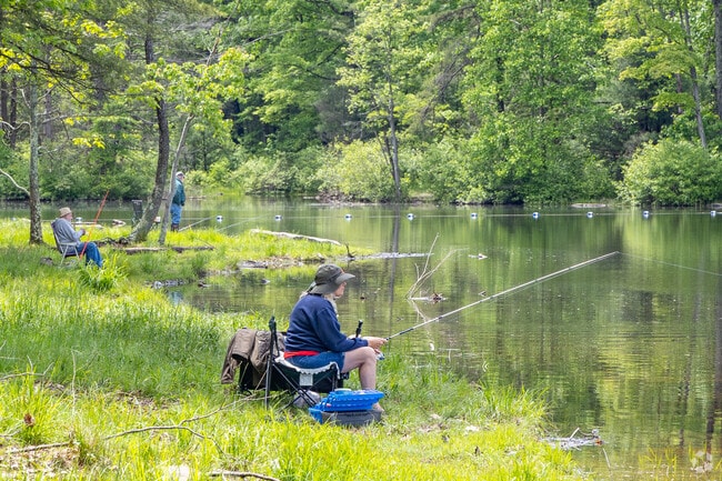 Anglers from the surrounding area head to the trout stocked lake at Cowans Gap State Park.