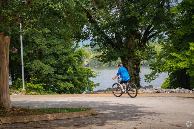 A local resident enjoys a bike ride along the Tennessee Riverpark.