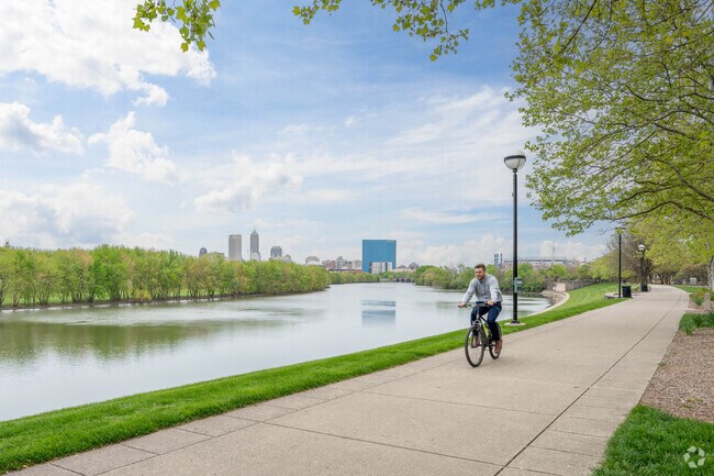 Views of the Indianapolis skyline are easily visible in Stringtown.