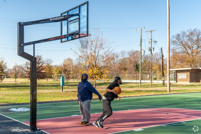Algonquin Park is a perfect place to play basketball with friends.