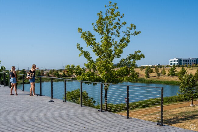 Parmer Pond is a peaceful spot for Parmer Lane residents to relax and unwind.