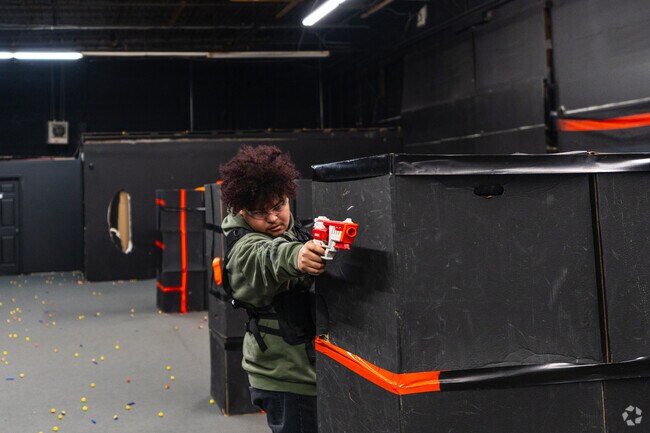 You'll find nerf guns and obstacles  at Foam Warriorz in Fern Creek.