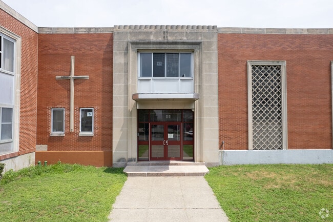 The main entrance to Blessed Sacrament School.