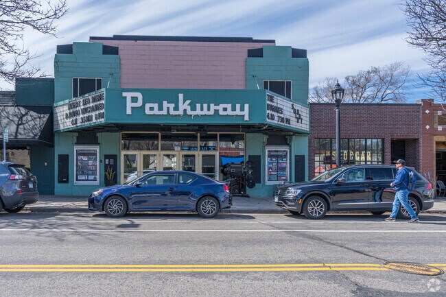 The Parkway Theater was built in 1931 and features classic films as well as live performances.
