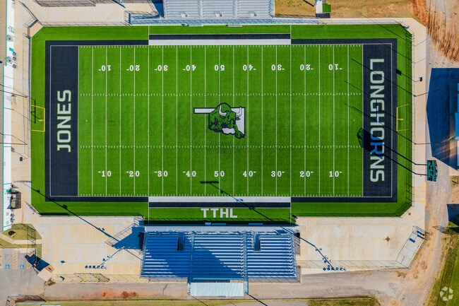 Here is an aerial shoot of the track and field of Jones High School