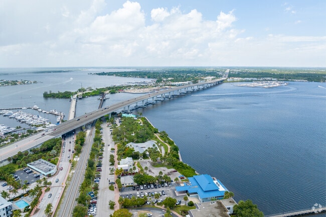 Downtown Stuart in connected to mainland by the Roosevelt Bridge.