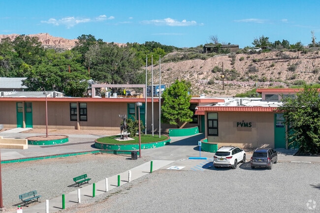 Pojoaque Middle School front entrance.