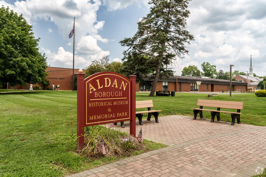 A memorial park commemoration for local veterans at Aldan Elementary School.