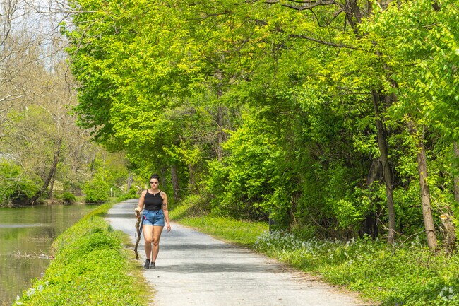 Residents get their steps in along the D&L Trail in Freemansburg.
