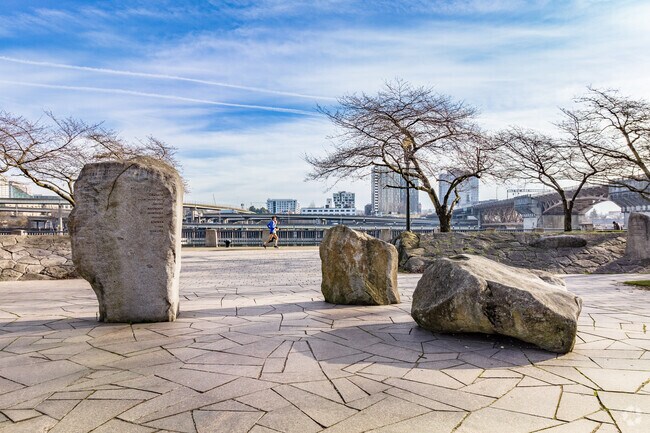 Artwork of some rocks are delicately placed in Old Town Chinatown, Portland, Oregon.