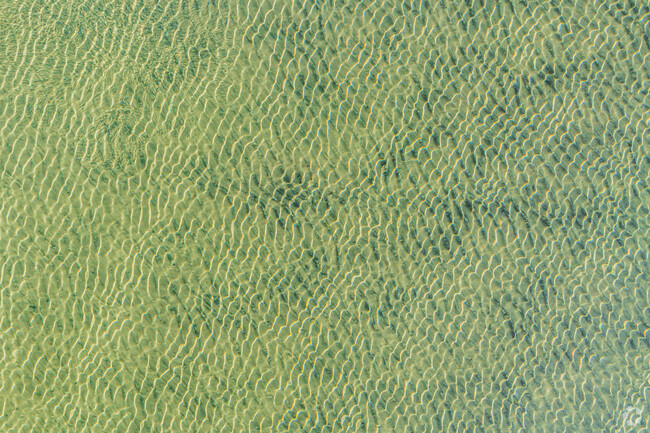 A hypnotizing pattern can be seen looking down as the light going through the Lake Tahoes water.
