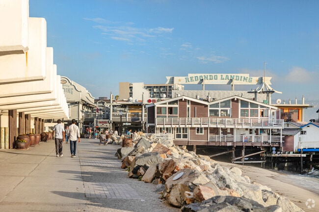 Shops and restaurants attract visitors at the Redondo Beach Pier.