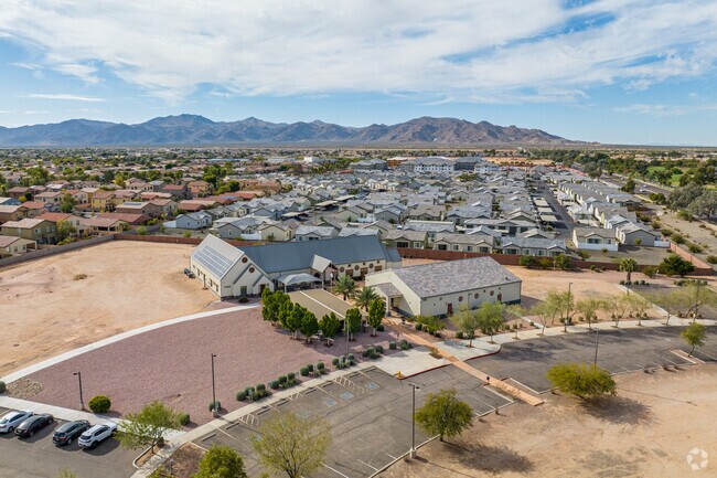 A bird's-eye perspective of Cross Christian Academy's campus in Surprise.