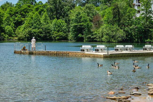 Fishing is a fun pastime at Lake Julian near Avery Creek.