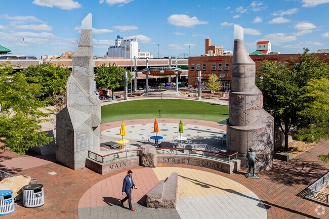 The Main Street Square is a popular place to hang out in the evening in Downtown Rapid City.
