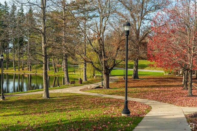 Clarks Green is a neighborhood filled with greenery and fall colors in the autumn season.