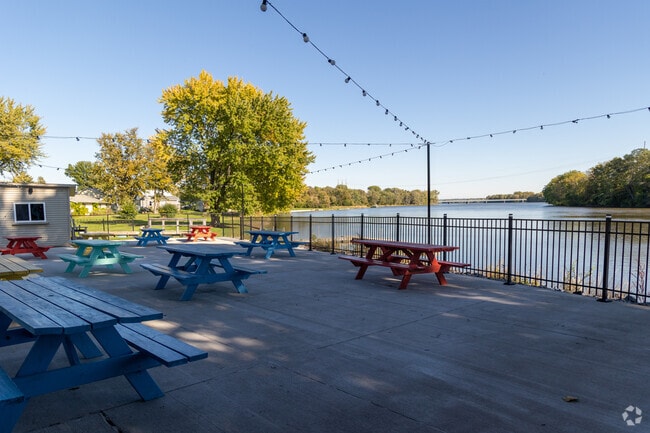 Grab a seat on the Riverfront Grille's patio on the river fora great meal in Blackhawk.