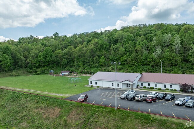 Champion Christian School North Campus is surrounded by a large wooded area.