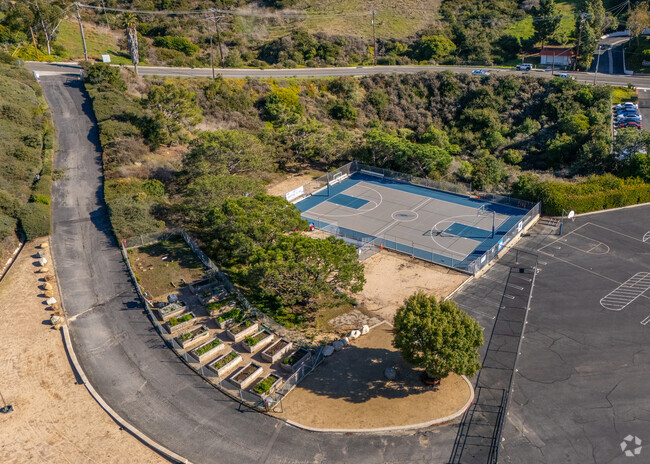 Elevated views of the basketball area at Our Lady of Fatima Academy in San Clemente.