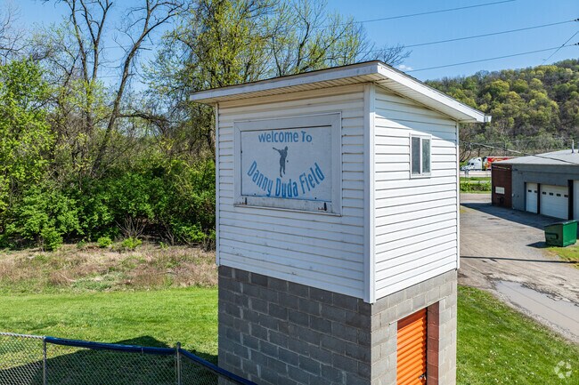 The old scorekeepers box stands tall at Danny Duda Field.