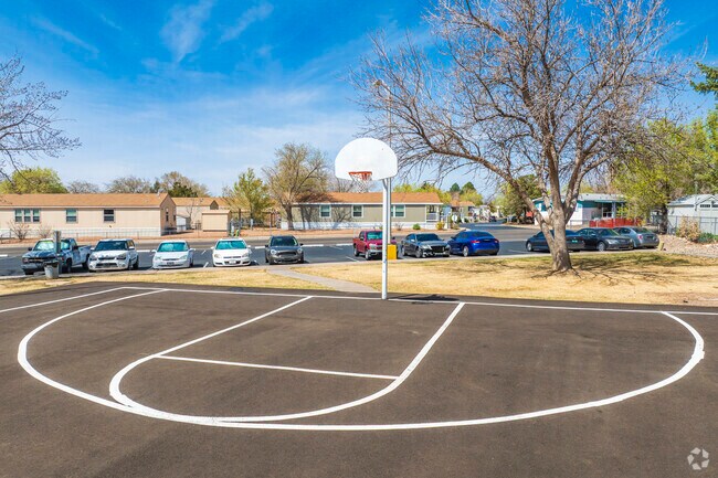 Four Hills Mobile Home Park has basketball and tennis court for residents to enjoy.